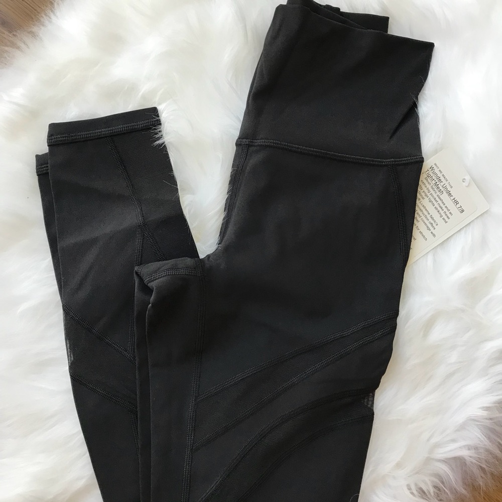NWT BLACK LULULEMON WUNDER UNDER HIGH RISE MESH - Picture 4 of 8